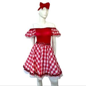 Vintage 90s Dolly Parton Picnic Southern Plaid Dance Figure Skating Costume